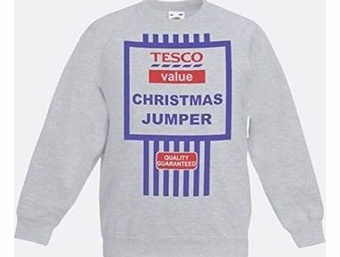 Grey Tescos Value Christmas Jumpers Sweatshirt Funny Gift Idea [large]